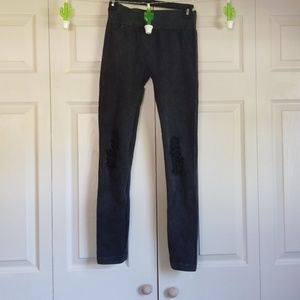 High waist distressed leggings